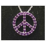 New Sterling Silver Peace Sign necklace with