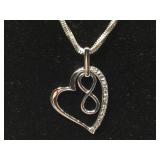 Sterling Silver Heart and Lemniscate Necklace