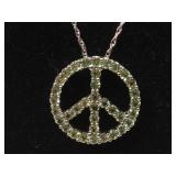 New Sterling Silver Peace Sign necklace with