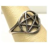 Sterling Silver Pentagram ring - size 4.5