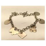 Sterling Silver Charm Toggle Bracelet - 8 in
