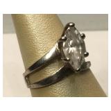 Sterling Silver ring with clear stone - size 8