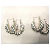 2 Pairs Hollow Sterling Silver earrings - 29.5g