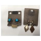 2 Pairs Sterling Silver NA Earrings with Coral