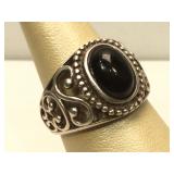 Sterling Silver ring with Onyx stone - size 8