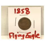 1858 Flying Eagle Penny in flip