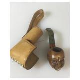Handcarved Italian Briar face small pipe in