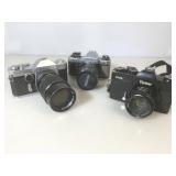 Vintage 35mm film cameras with lenses. Vivitar