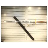 53in. Claymore Sword w/ Sheath. Wood and Brass