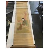 Japanese wooden boxed large hanging scroll.