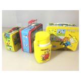 3 metal Peanuts lunch boxes, lg has thermos