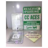 4 metal Parking restrictions signs