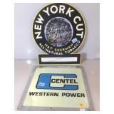2 tin signs , Centel and New York Cut
