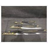 Lot of 3 Reproduction Japanese Swords, made in