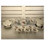 Porcelain Tea Set. Pink Floral Design.