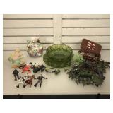 Vintage Green Glass Serving pieces, mens