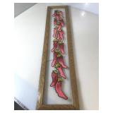 Chili Pepper Stained Glass framed to 38x8.