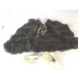 Rabbit Fur and Knit Cape and two embellished