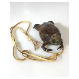 Genuine Full Body Frog Purse With Leather Strap
