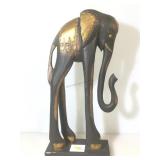 19 in Elephant wood carving, with metal