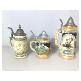 3 vintage German beer steins , vg Condition