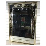 Gold framed reverse cut mirror, 26 x 37 inches