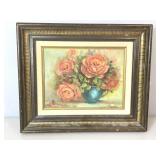 Hedy,  signed painting on canvas , roses, Merrill