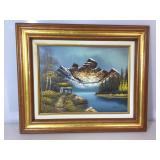 Falcon, signed Landscape painting on canvas,