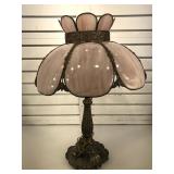 Bent glass panel lamp with lily pad base, 26