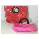 Kate Spade red carryall, Nieman Marcus pink