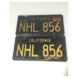 Set of Vintage Black California license plates,