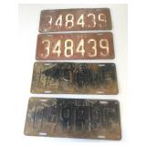 2 sets of Vintage New Jersey license plates, 1924