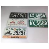 5 vintage license plates, Pr of Ohio 1973, Utah