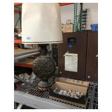 Metal Asian Repose table lamp and decorative