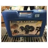 York Barbell set in case