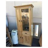 Wood lighted shelf with glass door