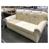 White high-end hobnail couch -damage noted-,