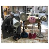 Lot of assorted desk lamp and fan