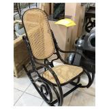 Wooden rocking chair w/press cane back and seat