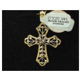 14k Gold Cross 1.5"x1" wieght 2.1 g