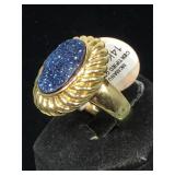 14K Gold drusey crystal ring size 10