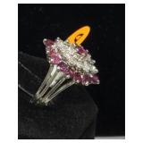 14K Gold Ruby Diamond Ring 6.5 size