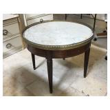 Vintage wooden end table w/marble top and brass