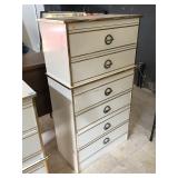 White tall dresser w/6 drawers, approx 29x53