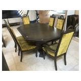 Vintage dark wooden dining table w/6 hobnail