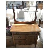 Antique wood Towel Bar Commode