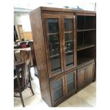 Wooden Shelf cabinet w/glass doors, approx 30x76