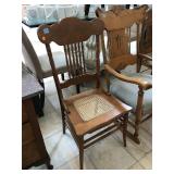 Antique Oak Pressed back chair, pressed cane seat