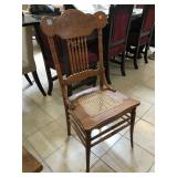 Antique Oak Pressed back chair, pressed canes