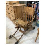 Antique wood pressed back folding